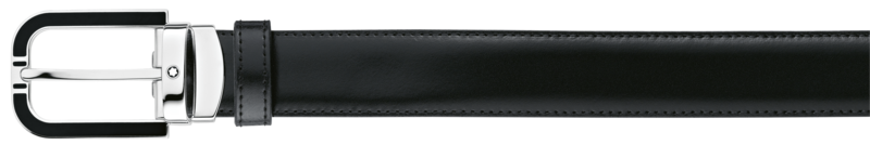 Montblanc-Montblanc Horseshoe Shiny Palladium-Coated with Black Inlay Pin Buckle Belt 109740-109740_2