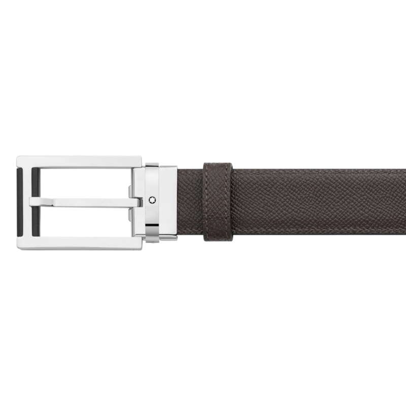 Montblanc -Montblanc Rectangular Stainless Steel & Black Leather Pin Buckle Belt 126008-126008_2