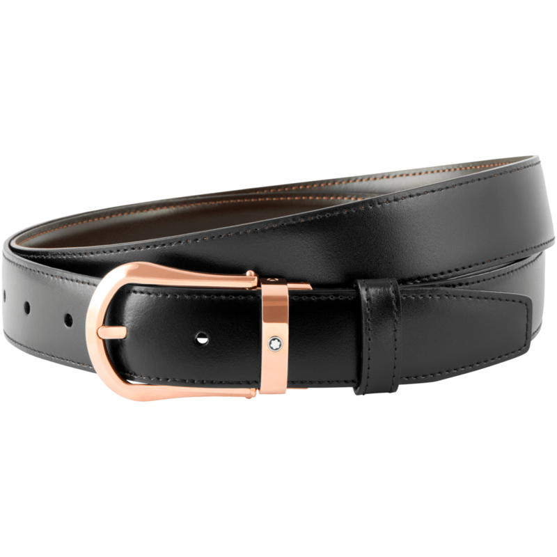 Montblanc -Montblanc Rounded Trapeze Shiny Stainless Steel PVD Rose Gold-Coated Pin Buckle Belt 118426-118426_2