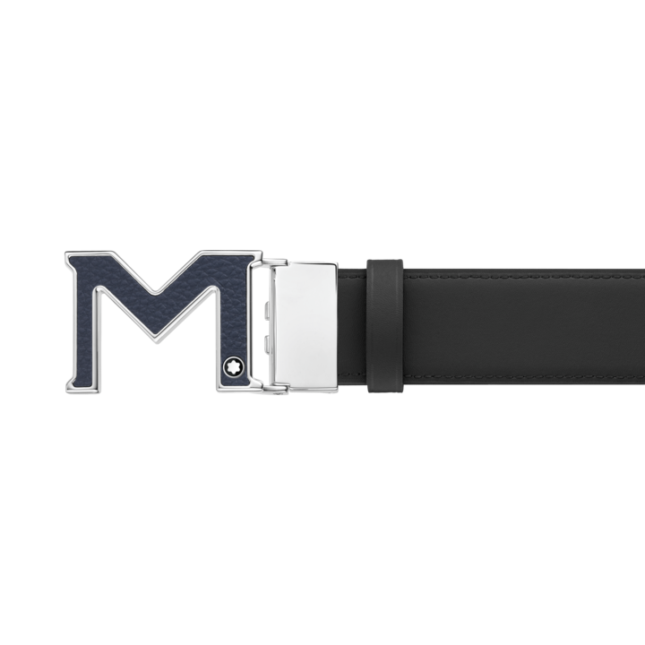 Montblanc -Montblanc M Buckle Reversible Blue / Black 35 mm Leather Belt 129449-129449_2
