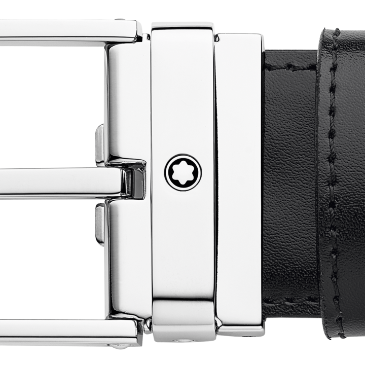 Montblanc-Montblanc Rectangular Buckle Reversible Black / Brown 35 mm Self Adjustable Leather Belt 124383-124383_2