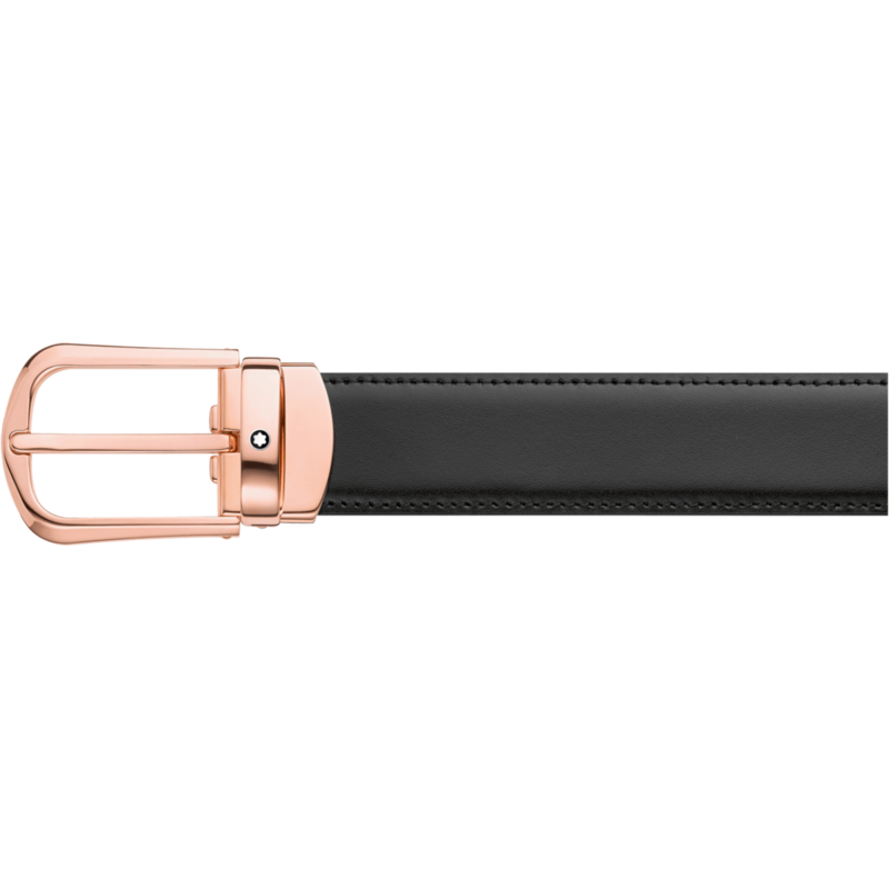 Montblanc-Montblanc Curved Horseshoe Shiny Stainless Steel & PVD Rose Gold-coated Pin Buckle Belt 114413-114413_2