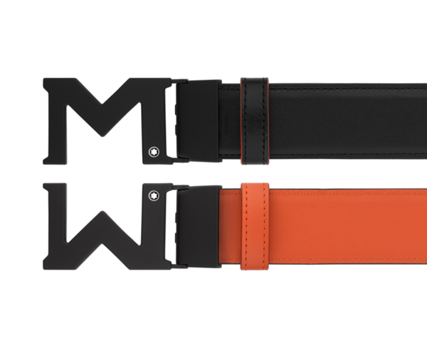 Montblanc-Montblanc X Naruto M Buckle Reversible Black / Orange 35 mm Leather Belt 129714-129714_1