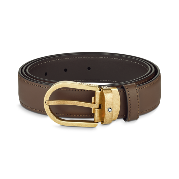 Montblanc -Montblanc Vintage Horseshoe Buckle Brown 30 mm Leather Belt 129424-129424_1