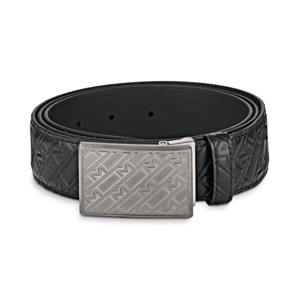 Montblanc -Montblanc Rectangular Buckle Black 35 mm Leather Belt 129451-129451_1