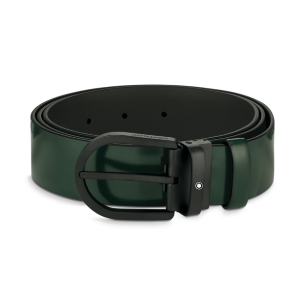 Montblanc -Montblanc Horseshoe Buckle Green 35 mm Self Adjustable Leather Belt 129428-129428_1